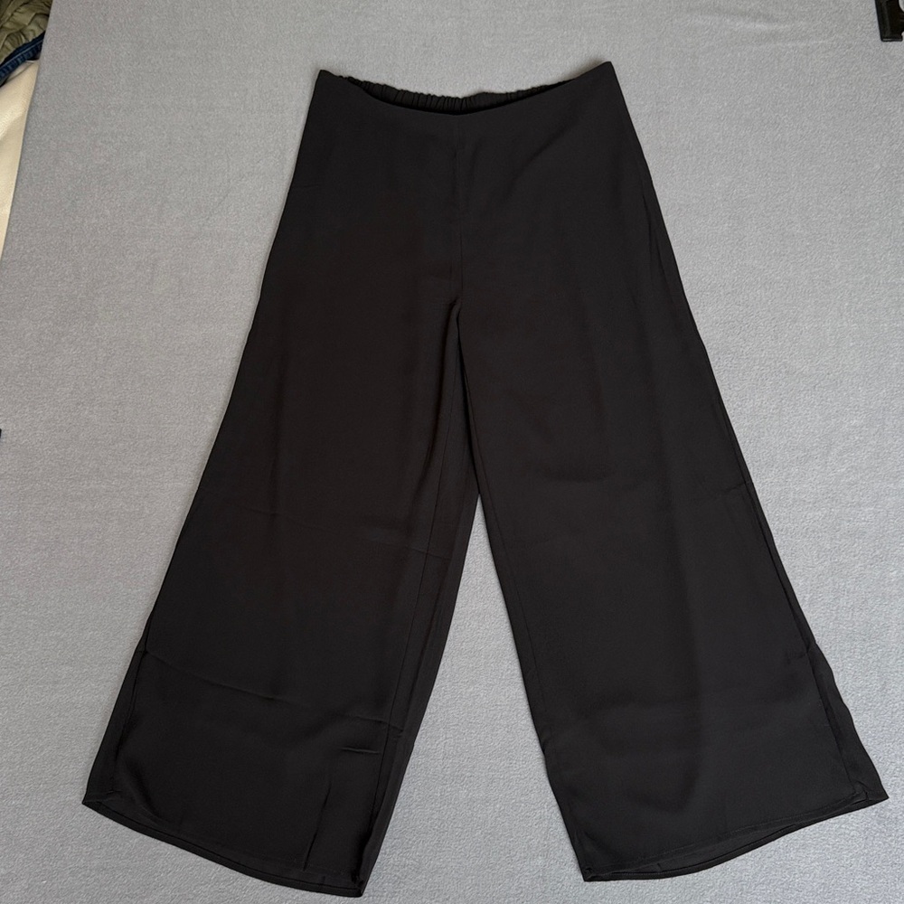 Formal Women’s Black Wide-Leg Flowy Pants double layer side zipper size 14 L26"‎ - Picture 4 of 13